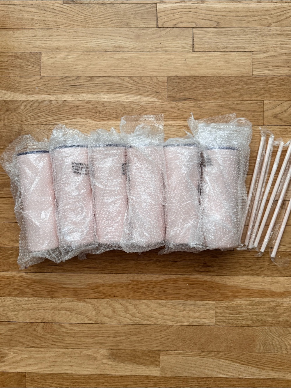 Set of Pink Insulated Travel Tumblers with Reusable Straws